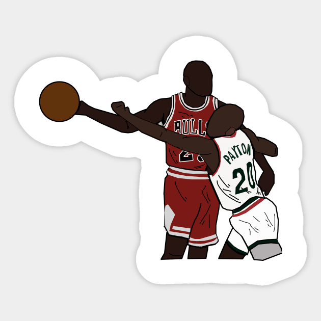 Michael Jordan One Hand Palm Away From Gary Payton - Chicago Bulls Sticker by xavierjfong